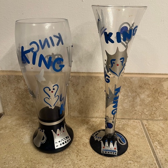 Other - Blue and Silver King Themed Glass Set